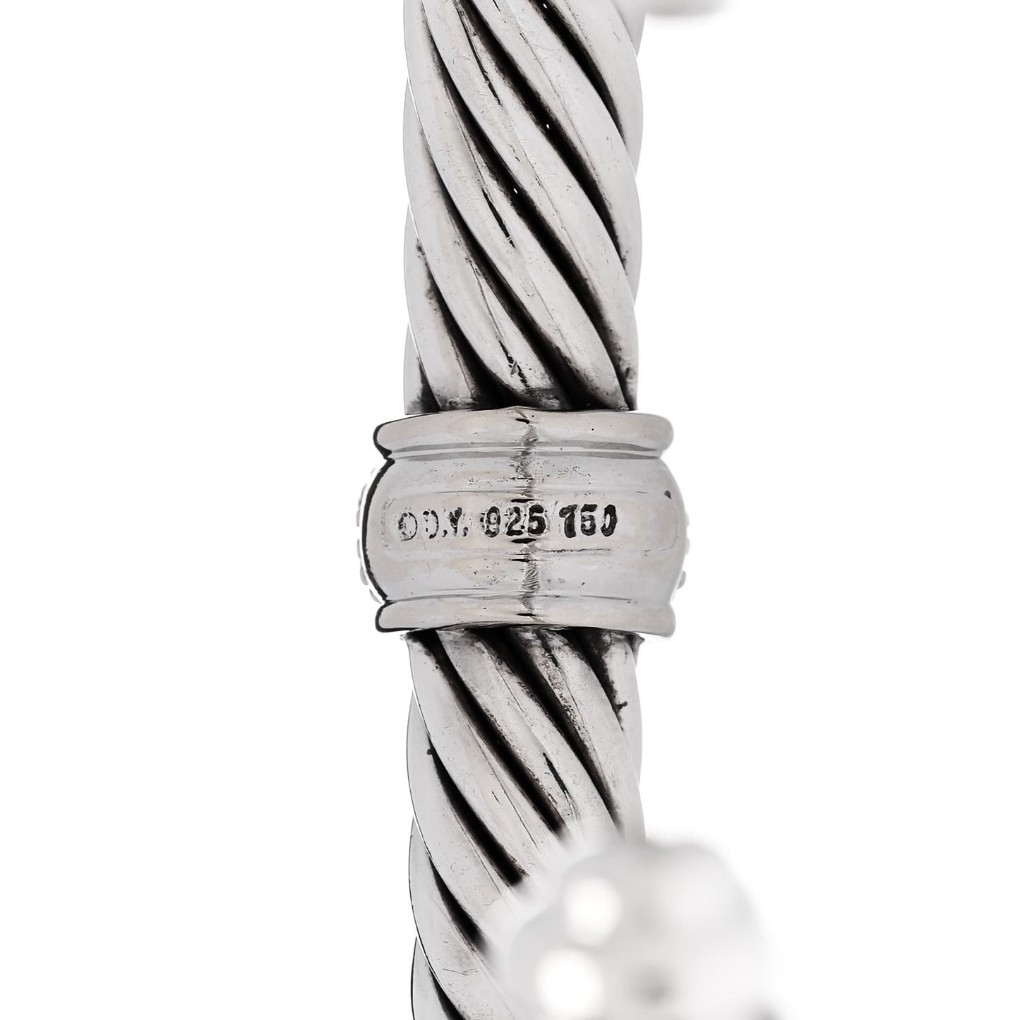 Sterling Silver 18K White Gold Diamond 7mm Cable Classics Station Bracelet