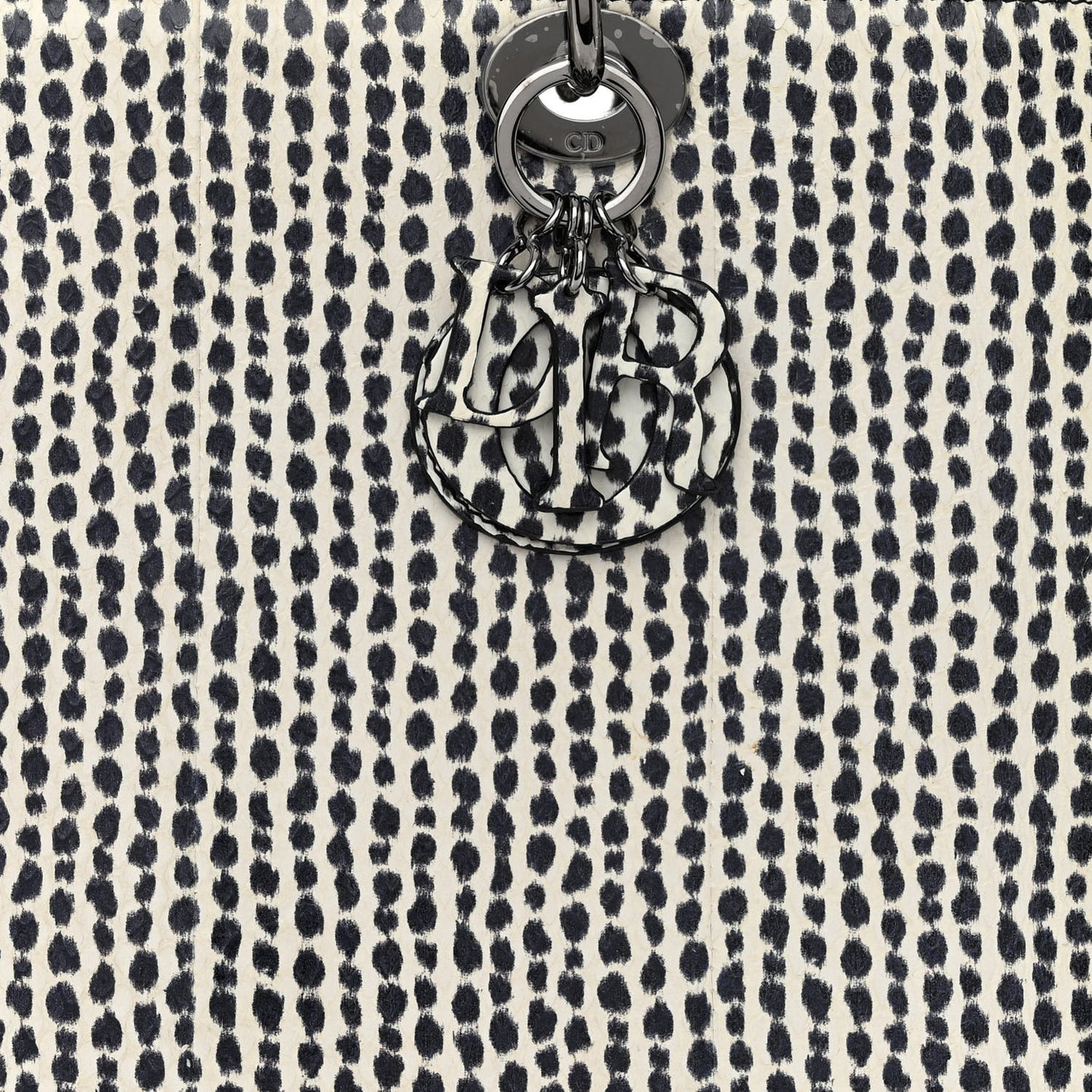 Snakeskin Large Lady Dior Black White