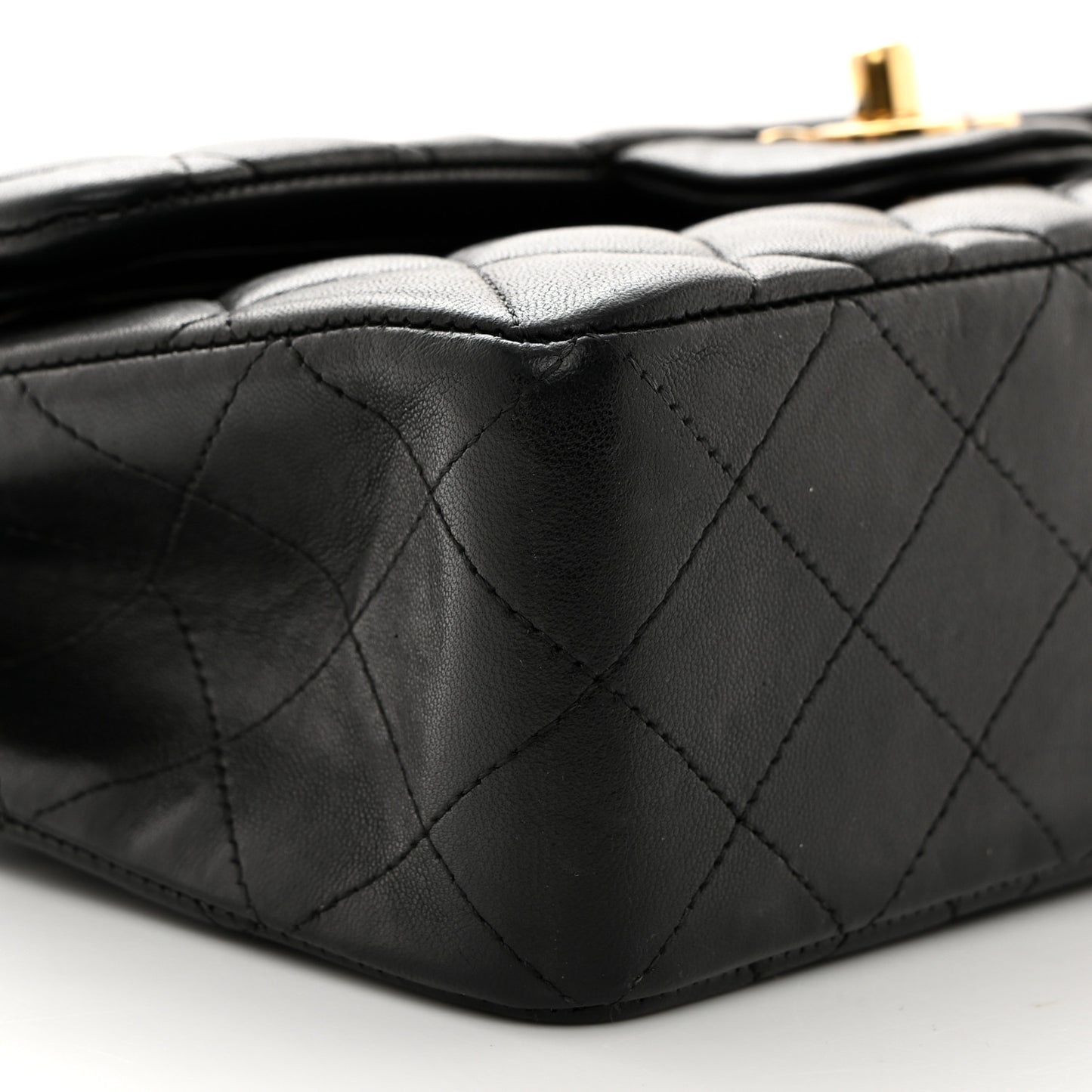 Lambskin Quilted Small Double Flap Black