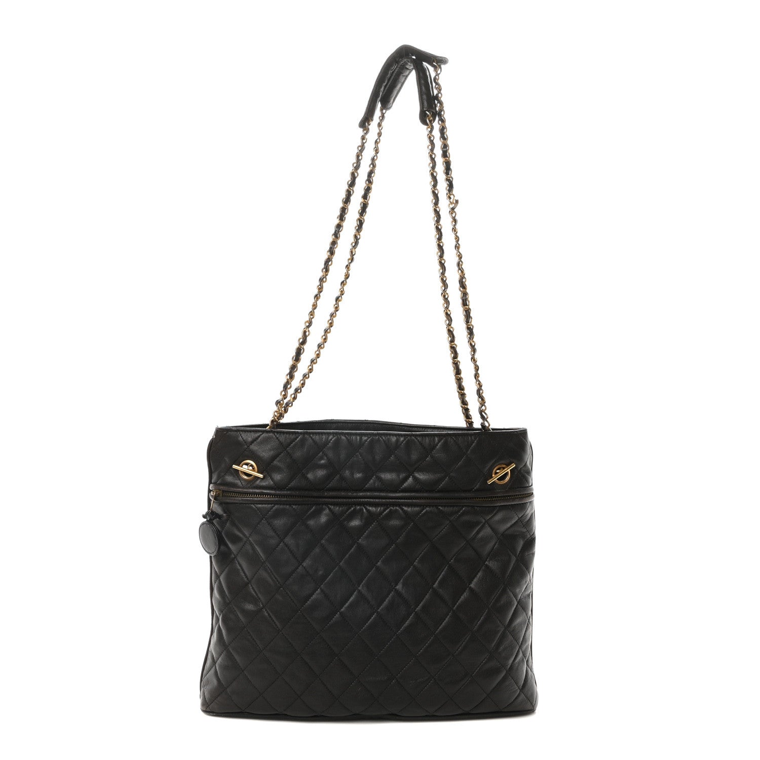 Chanel Calfskin Quilted CC Shopping Tote Black 1 of 12