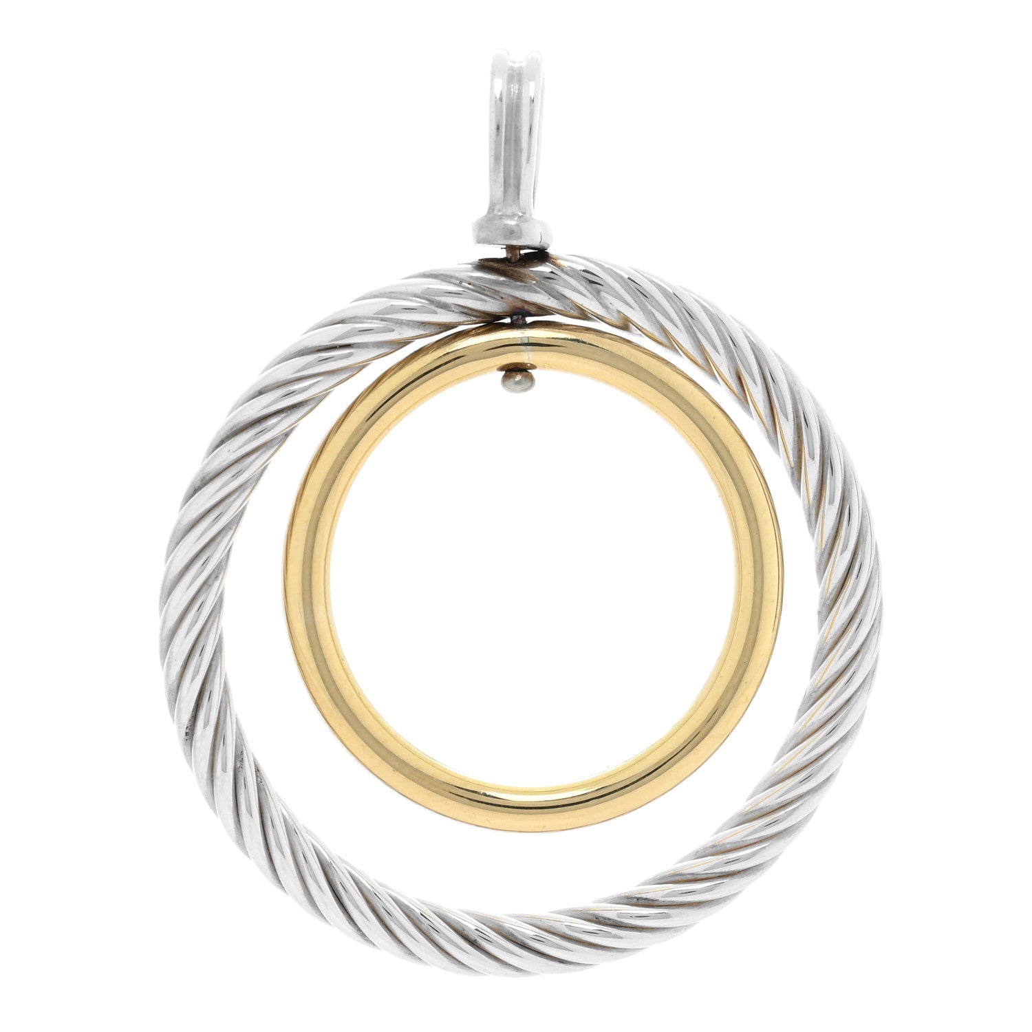 David Yurman Sterling Silver 18K Yellow Gold Mobile Circle Pendant 1 of 3