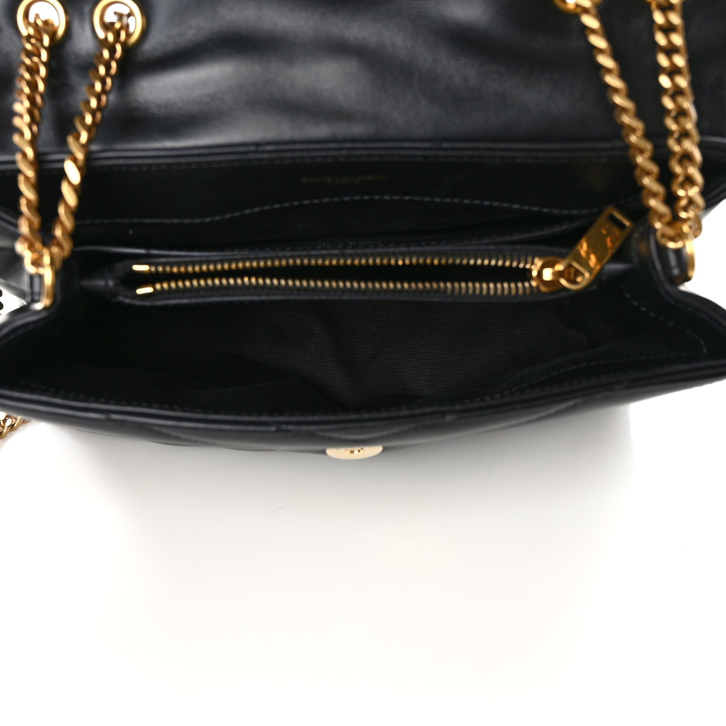 Calfskin Y Quilted Monogram Small Loulou Chain Satchel Black
