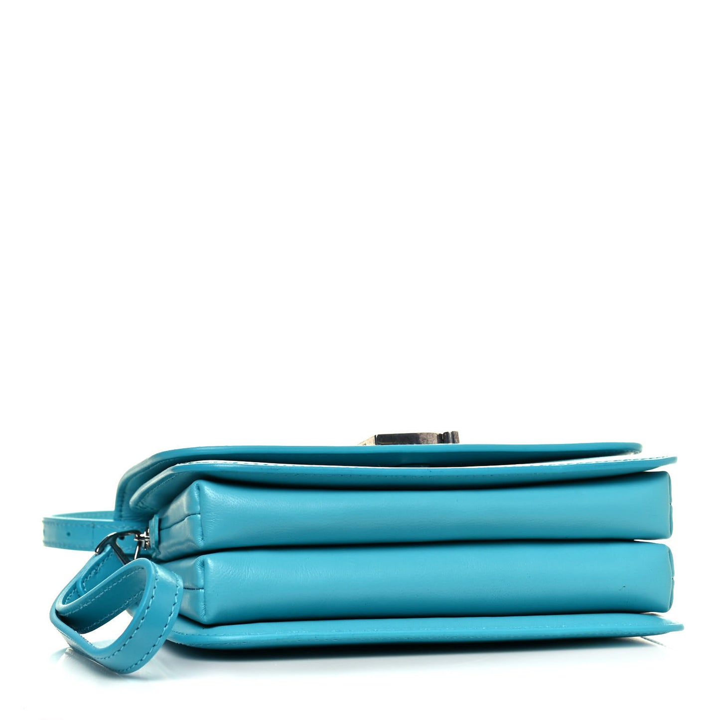 Shiny Box Calfskin Small B Bag Turquoise