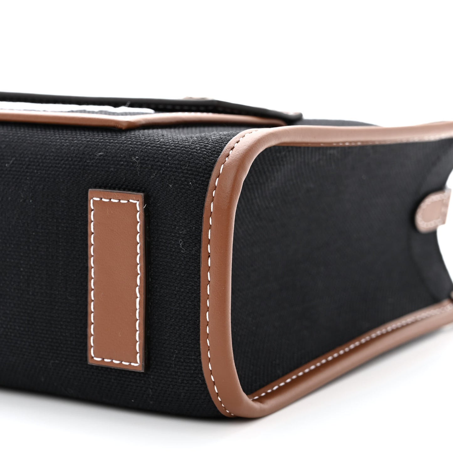 Canvas Smooth Calfskin Mini Two Tone Freya Tote Black Tan