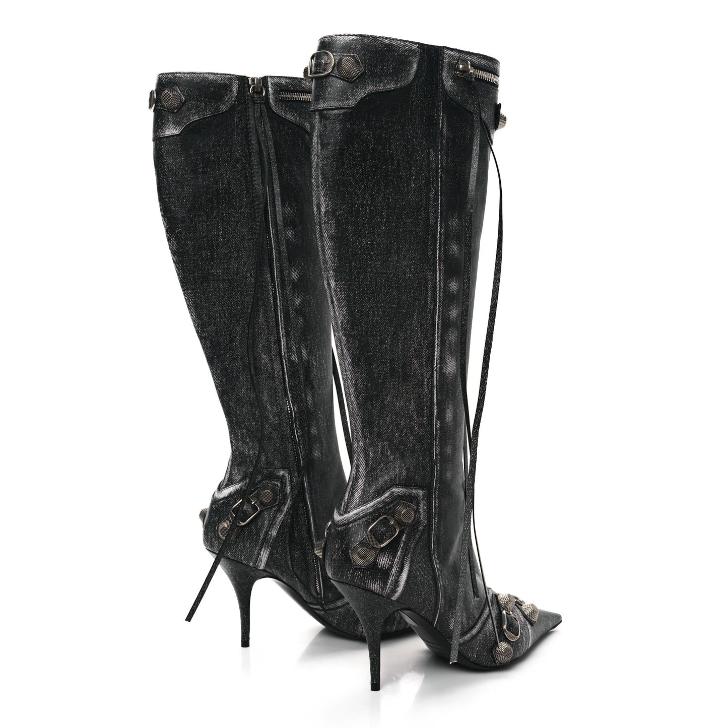 Nappa Denim Printed Cagole 90mm Boots 37 Black