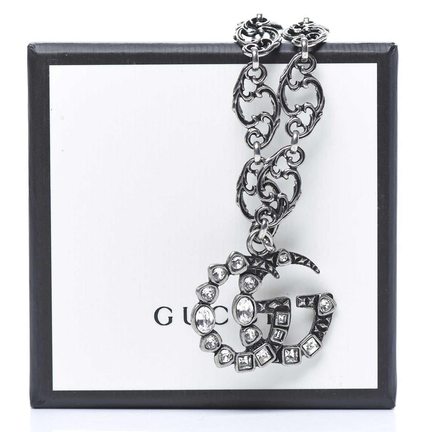 Crystal Marmont Necklace Aged Silver