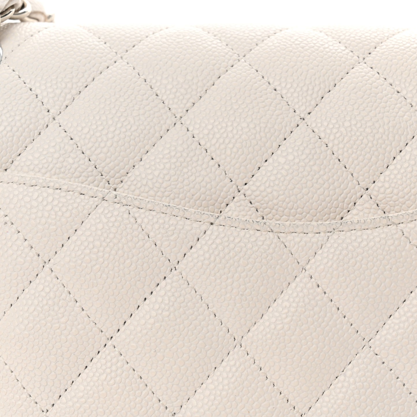 Caviar Quilted Medium Double Flap White