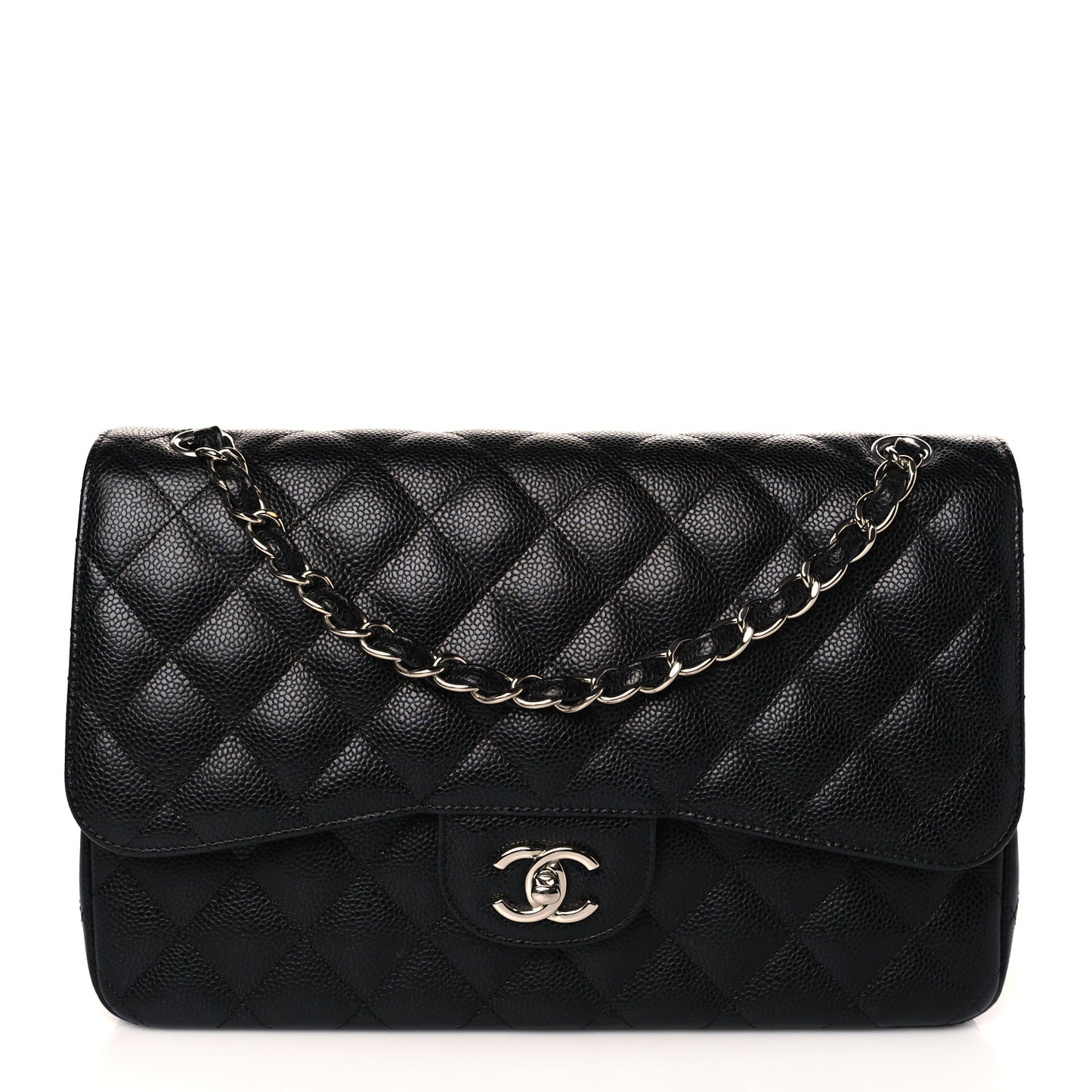 Caviar Quilted Jumbo Double Flap Black