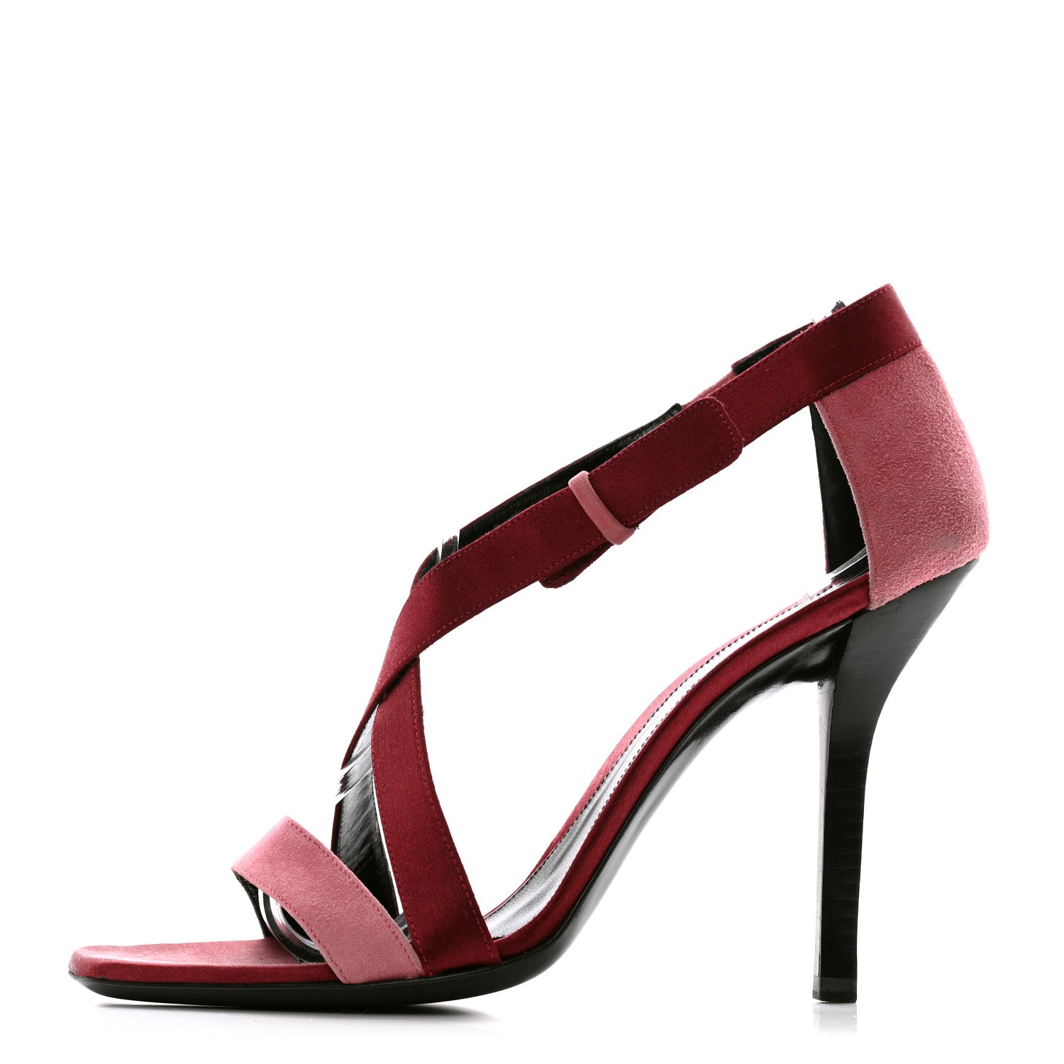 Gucci Suede Satin Tess Sandals 37 Bordeaux 1 of 10