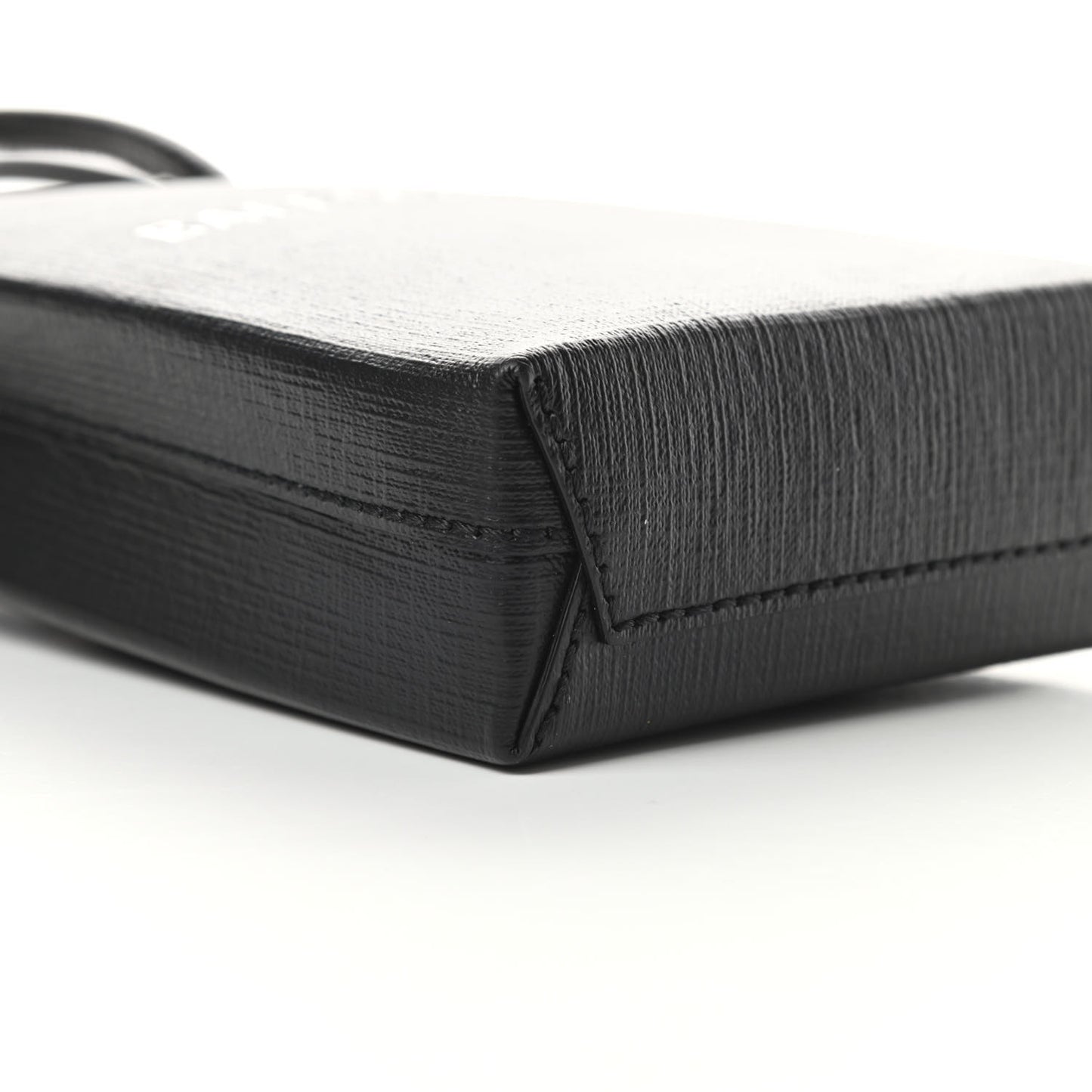Squared Calfskin Logo Shopping Phone Holder Bag Black