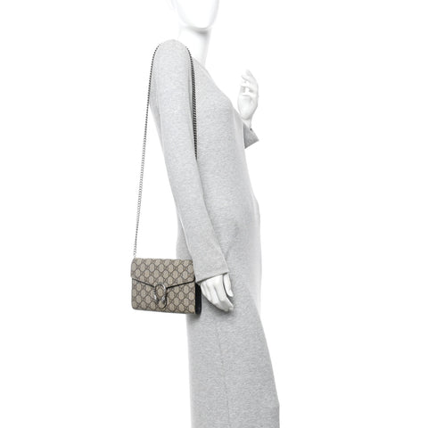 GG Supreme Monogram Mini Dionysus Chain Wallet Beige Black