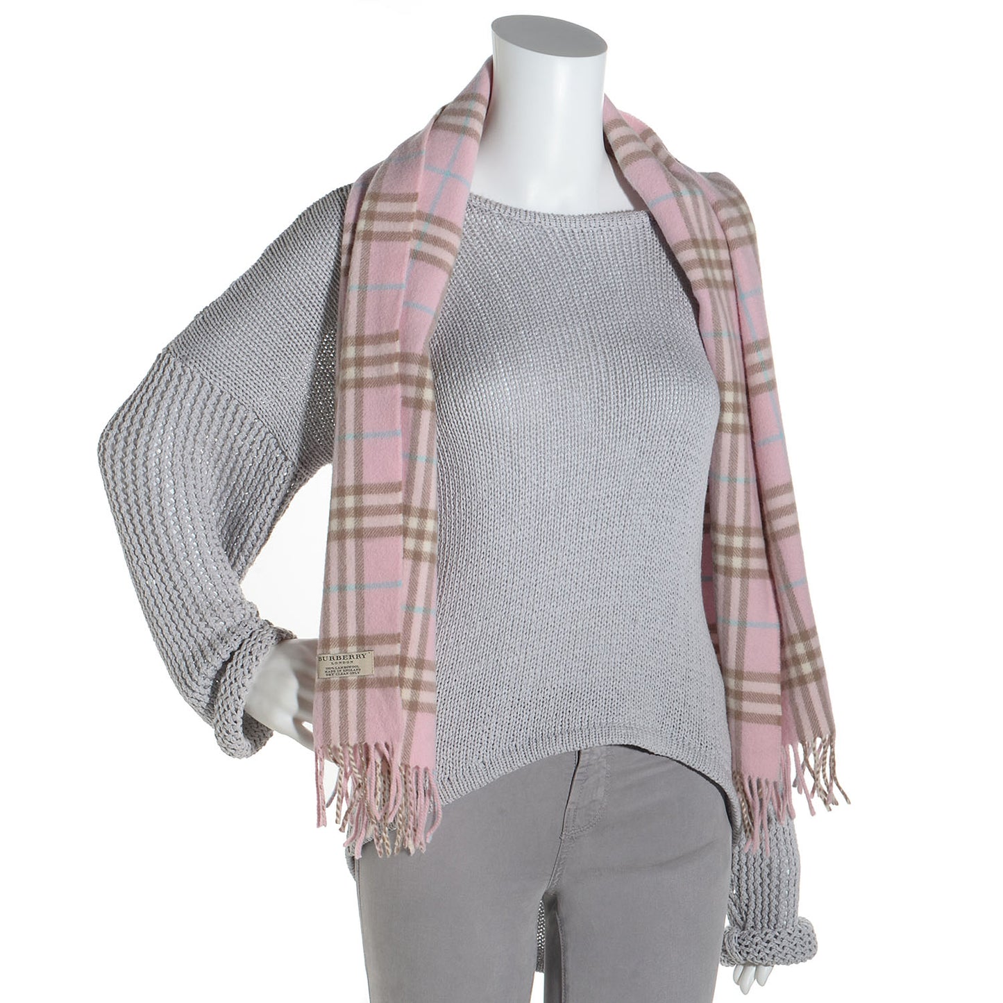 Wool Nova Check Scarf Pink