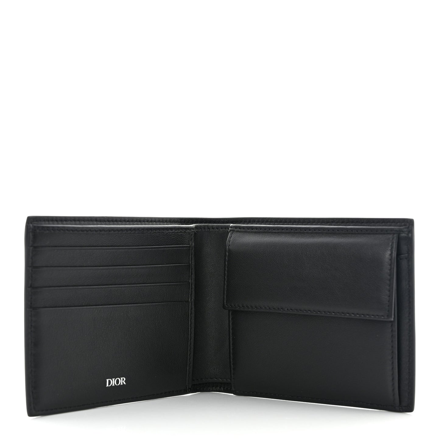 Calfskin Perforated Oblique Bi-Fold Do Galaxy Wallet Black