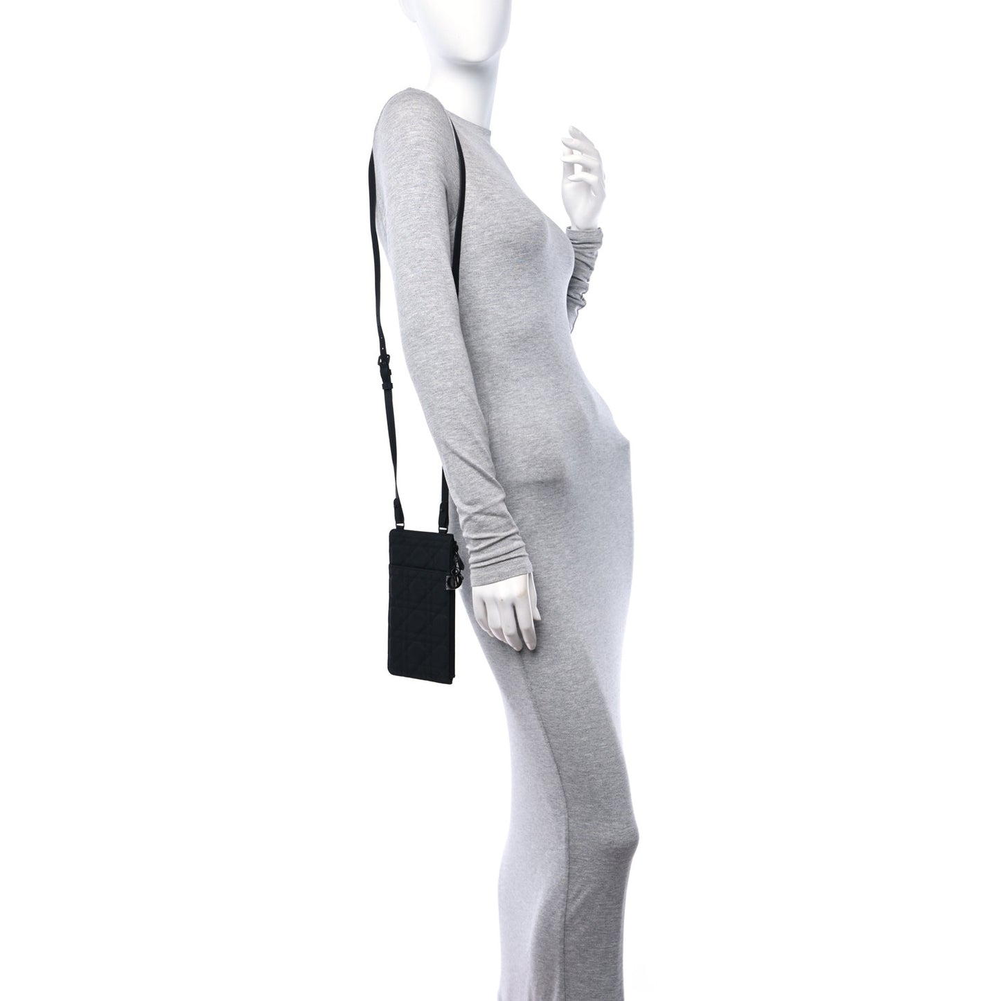 Ultra Matte Calfskin Cannage Lady Dior Zip Wallet With Strap Black