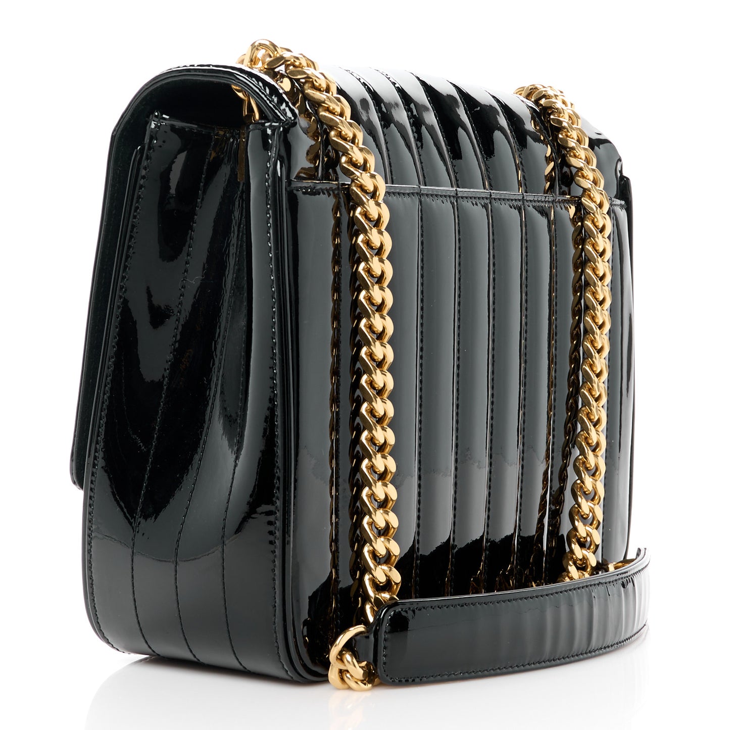Patent Matelasse Monogram Large Vicky Chain Bag Black