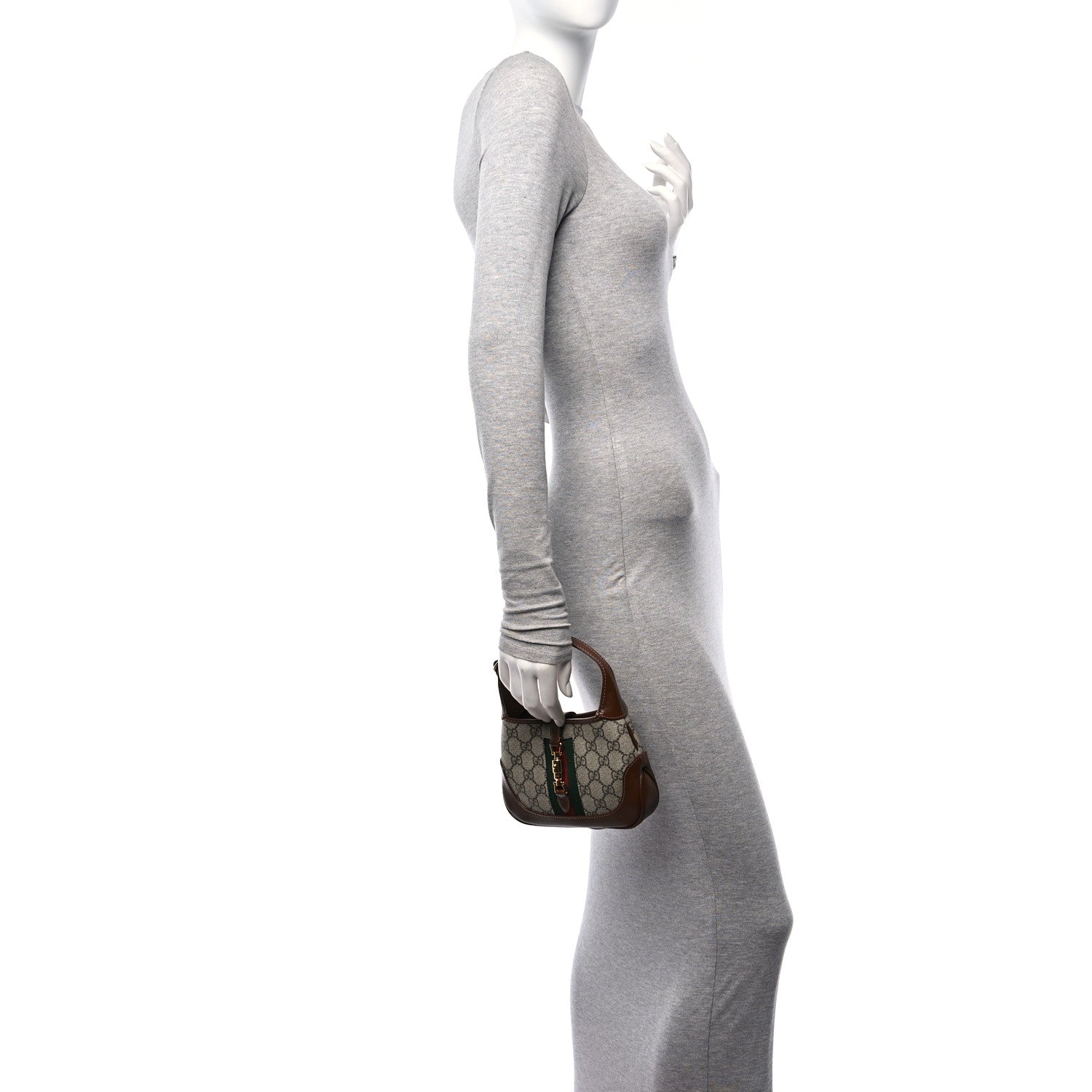 Gucci GG Supreme Monogram Azalea Calfskin Web Mini Jackie 1961 Hobo Beige Ebony Brown Sugar 2 of 9