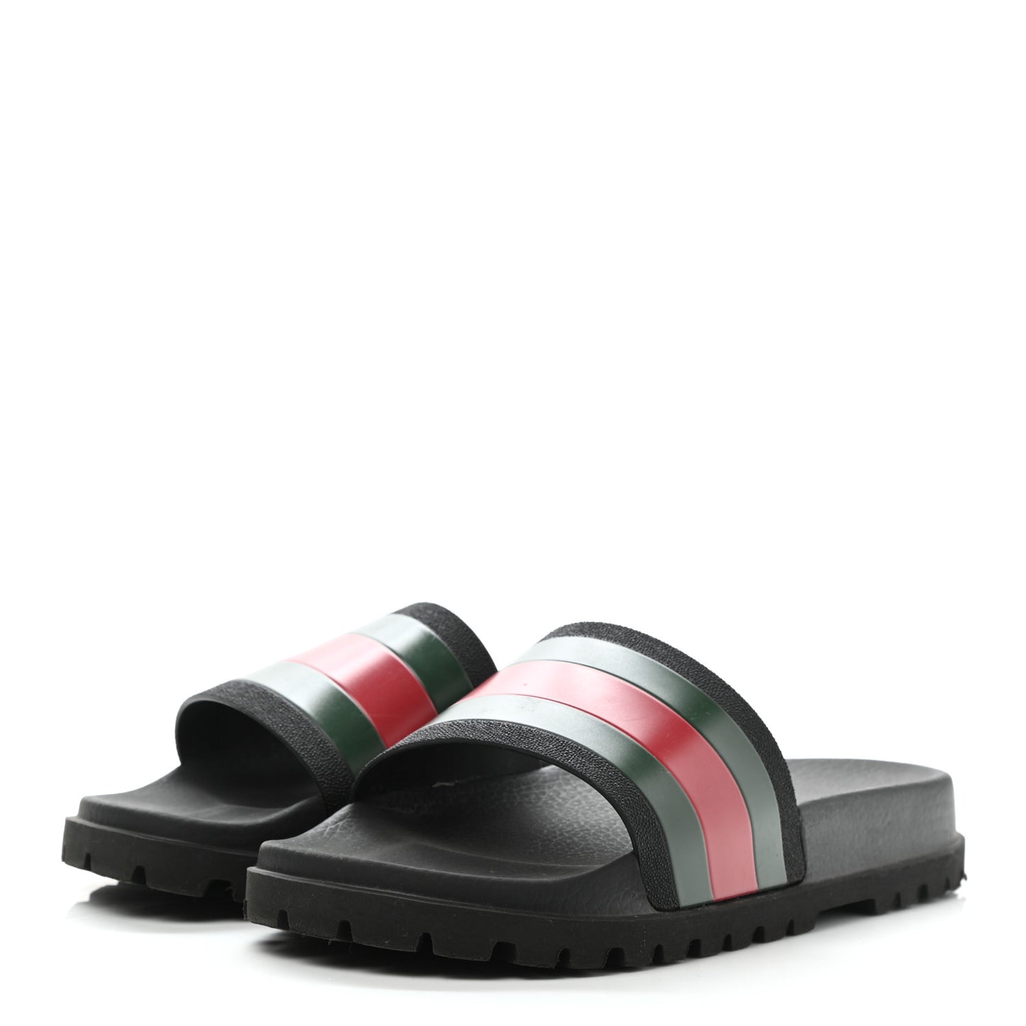 Rubber Web Mens Lug Sole Slide Sandals 9 Black Green Red