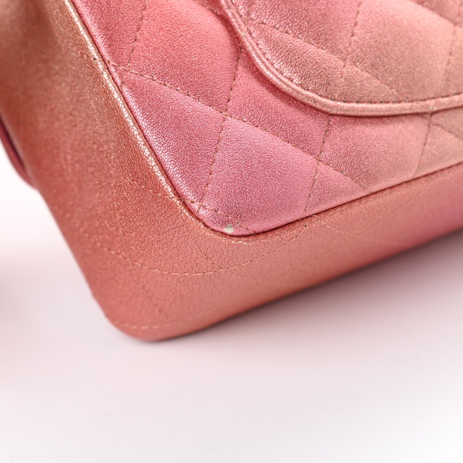 Chanel Metallic Lambskin Quilted Ombre Mini Rectangular Flap Pink 11 of 13