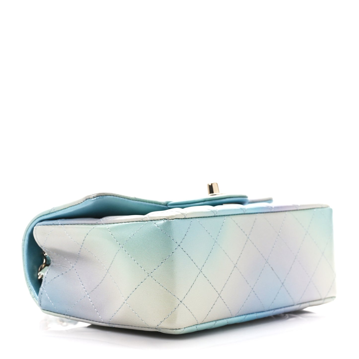 Lambskin Quilted Tie Dye Ombre Mini Rectangular Flap Blue Multicolor