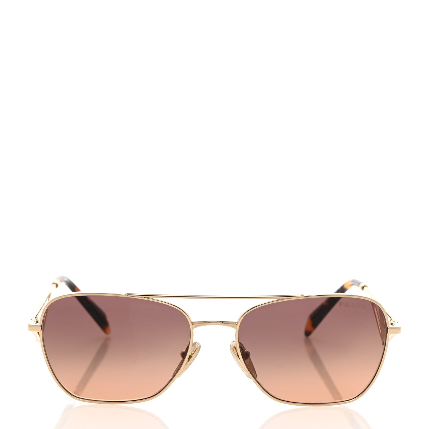 Metal Symbole Triangle Logo Aviator Sunglasses SPR A50 Gold Tortoise Brown