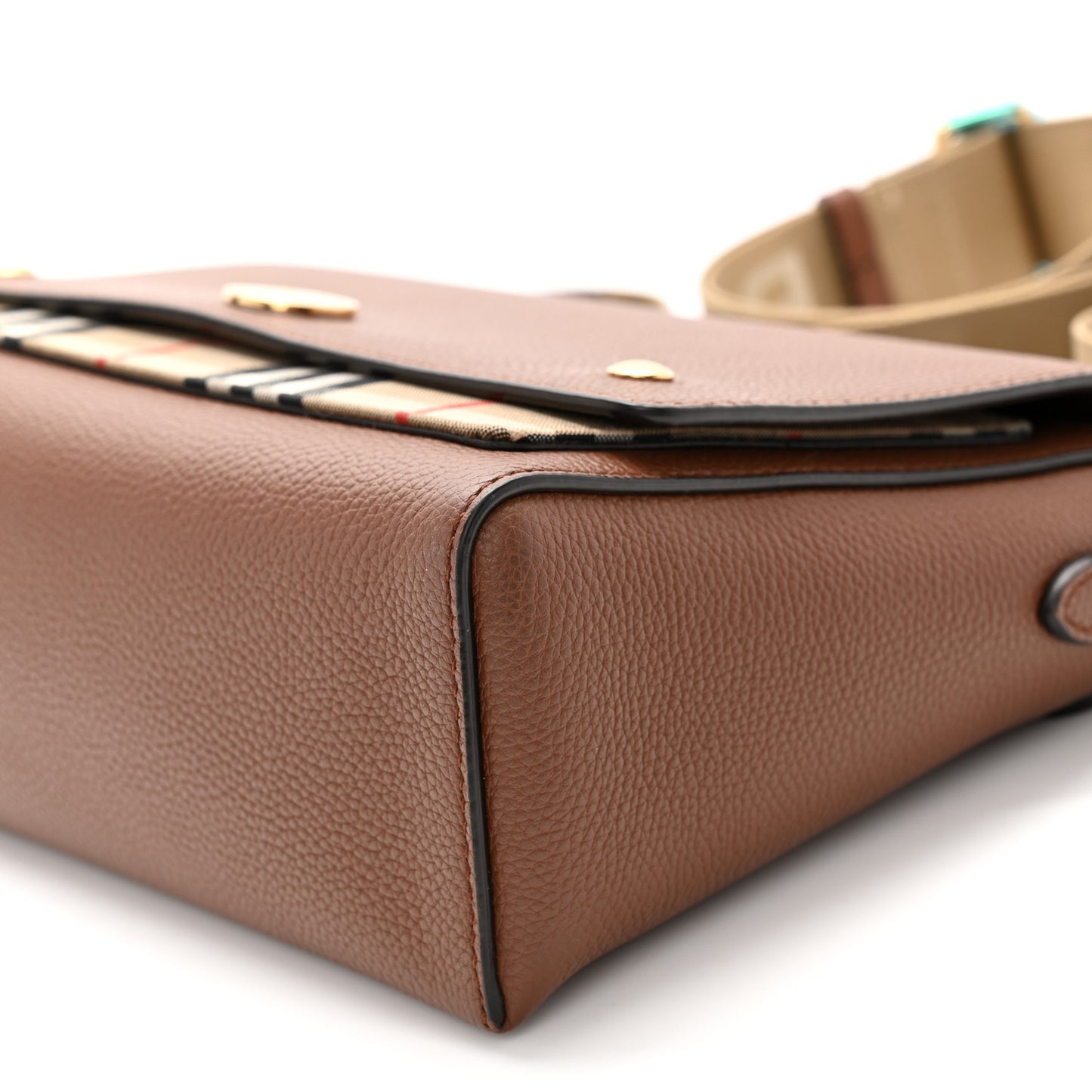 Grainy Calfskin Vintage Check Note Crossbody Bag Malt Brown