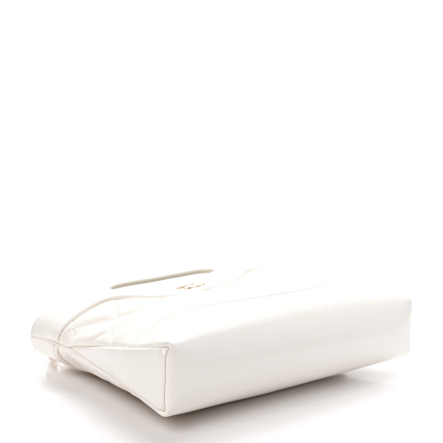 Shiny Crumpled Calfskin Quilted Nano 31 Shopping Bag White