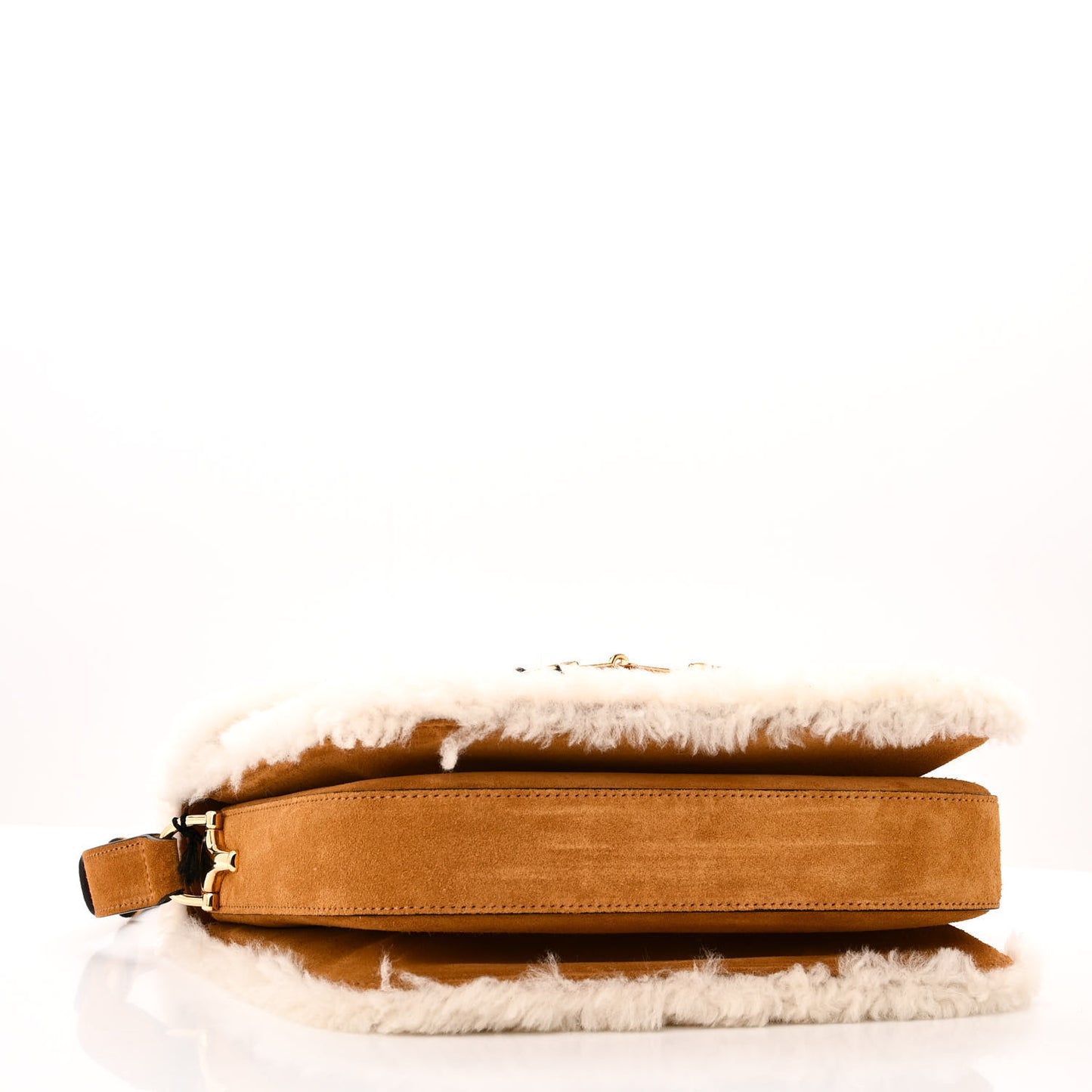 Suede Shearling Horsebit 1955 Shoulder Bag Brown
