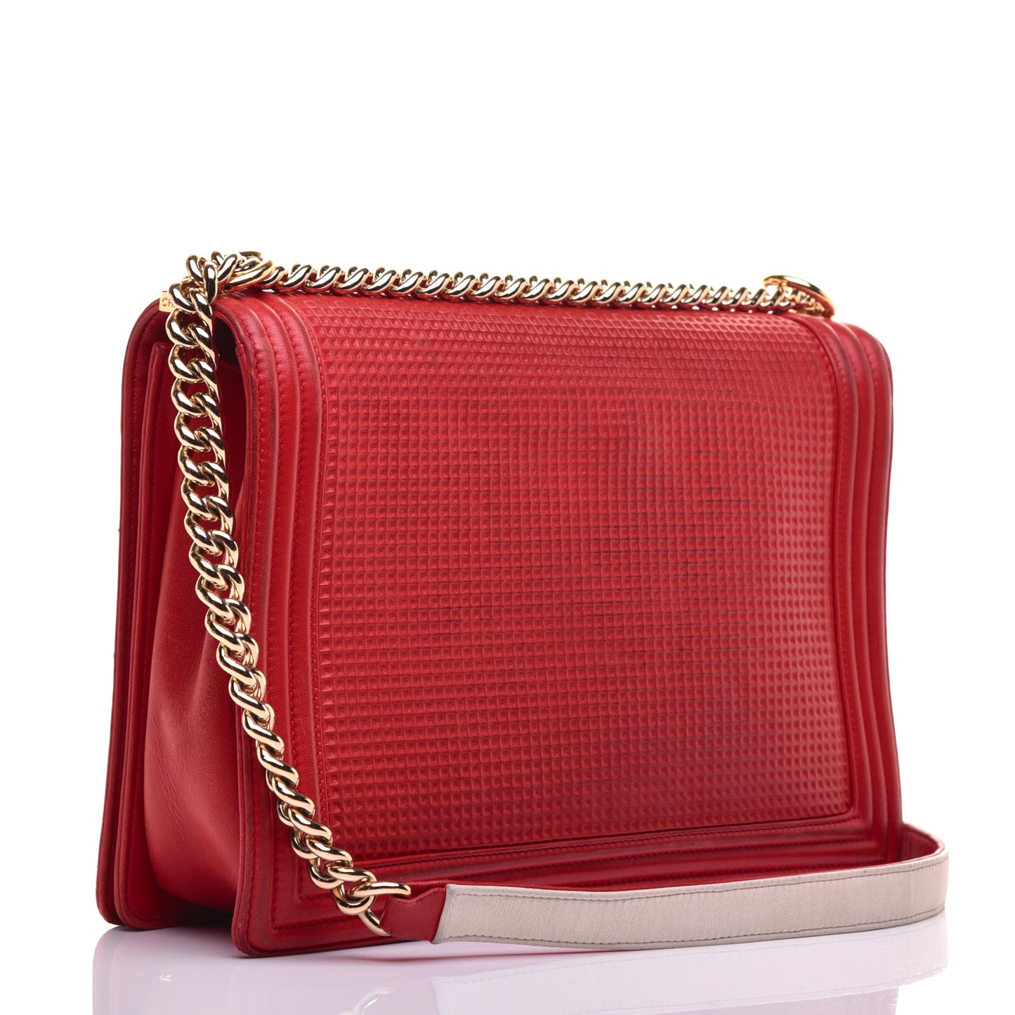 Lambskin Square Quilted Large Boy Cube Flap Red