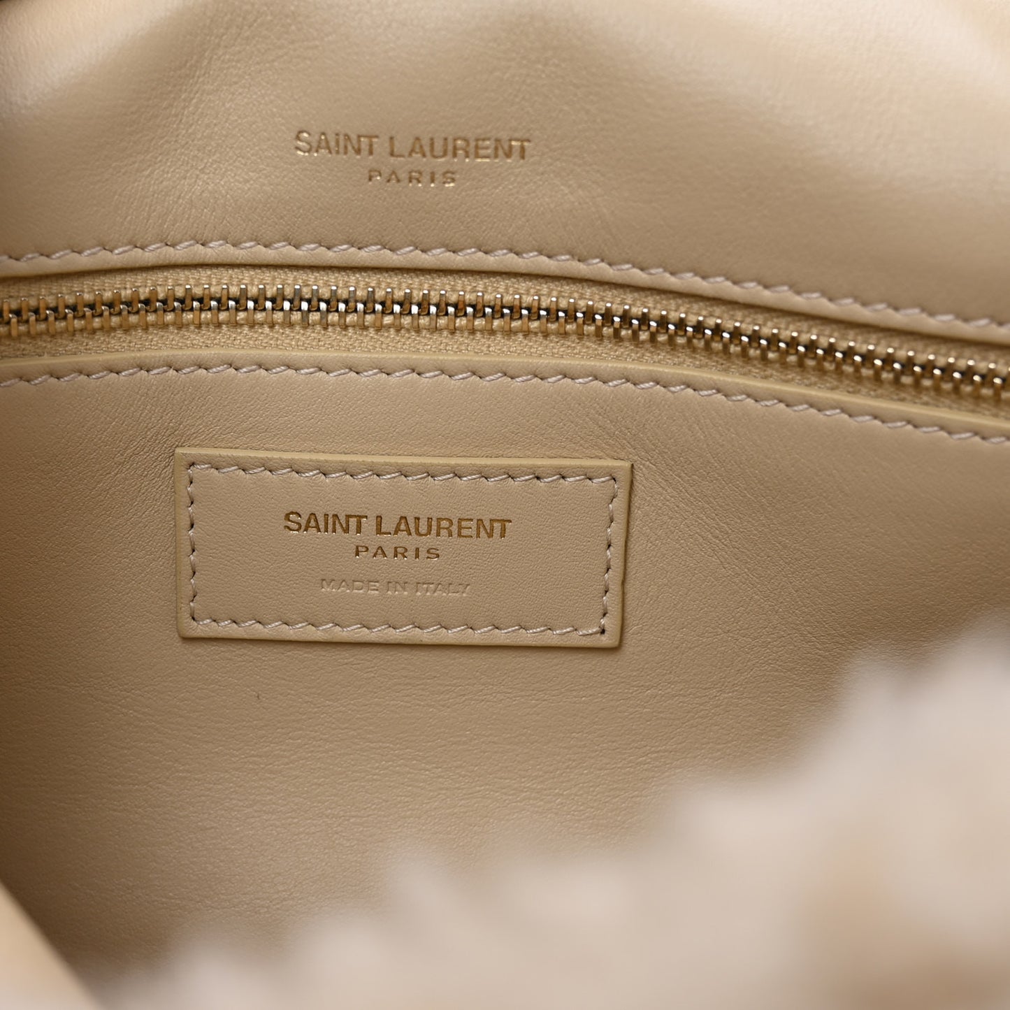 Calfskin Shearling Monogram Medium Niki Chain Satchel Natural Beige