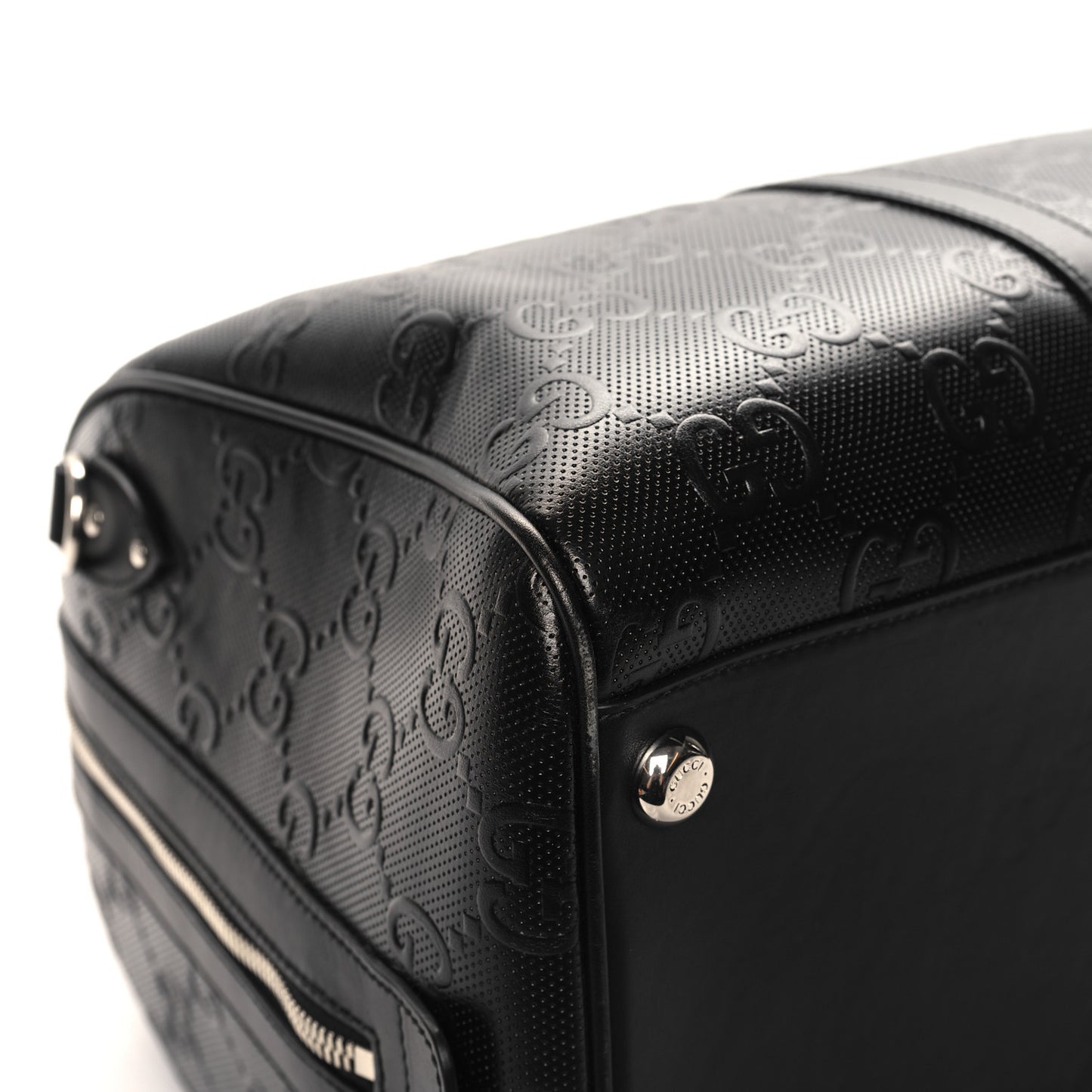 Calfskin GG Tennis Embossed Duffle Bag Black