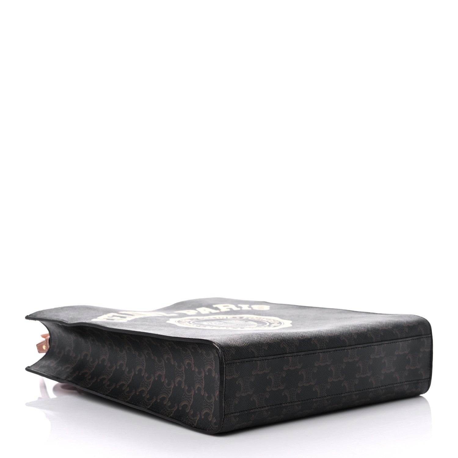 Celine Triomphe Canvas Calfskin Paris Print Small Vertical Cabas Tan 3 of 13