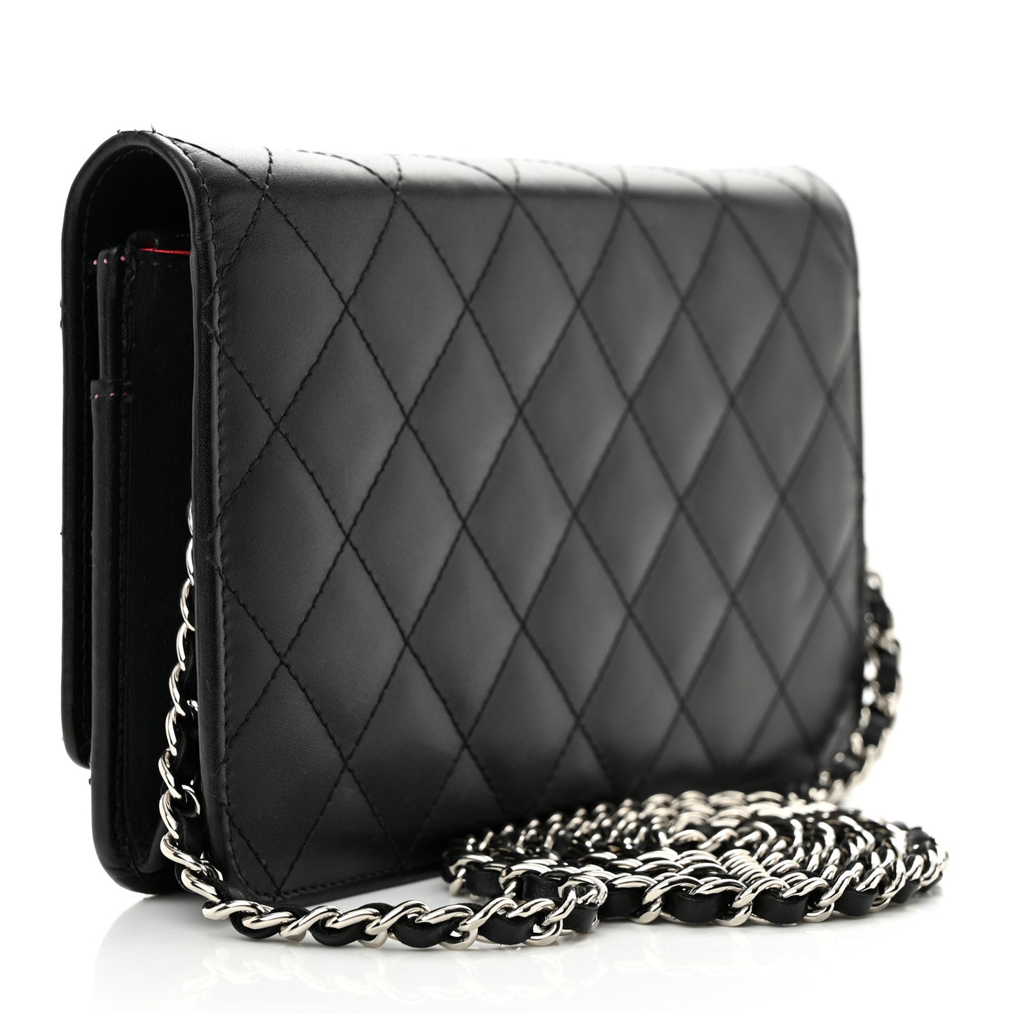 Calfskin Quilted Cambon Wallet on Chain WOC Black