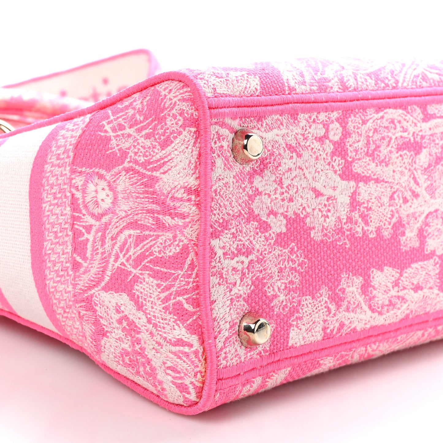 Canvas Toile De Jouy Reverse Embroidered Medium Lady D-Lite Fluorescent Pink