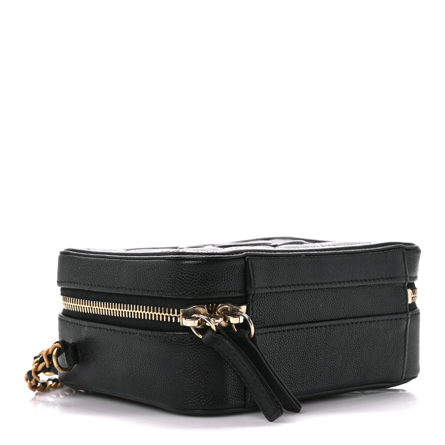 Caviar Quilted Small CC Filigree Vanity Case Black