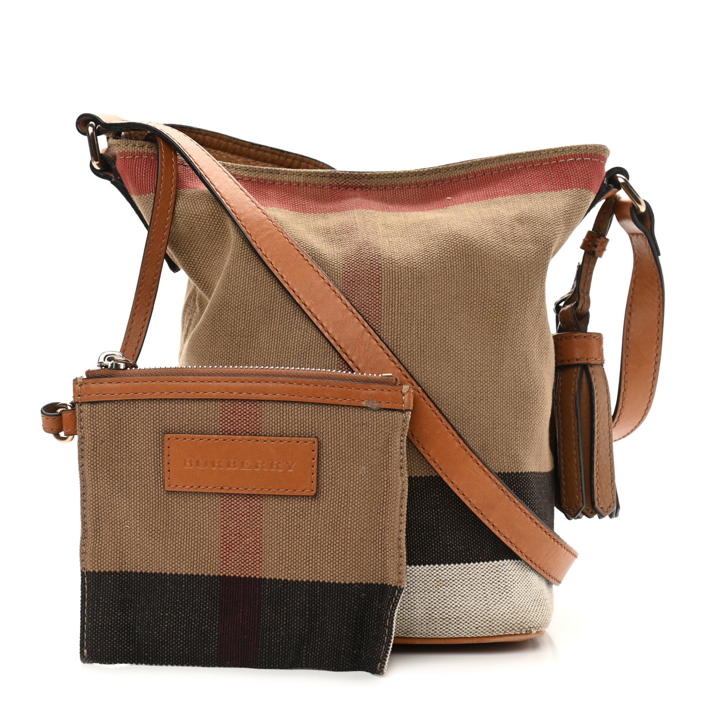 Canvas Mega Check Mini Ashby Tassel Crossbody Saddle Brown