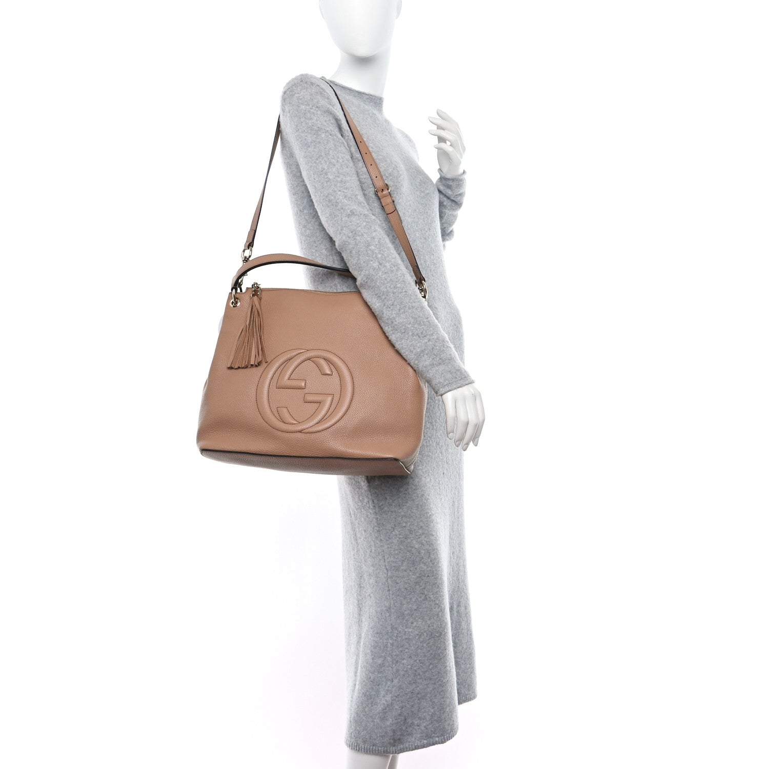 Gucci Pebbled Calfskin Large Soho Hobo Camelia 2 of 13