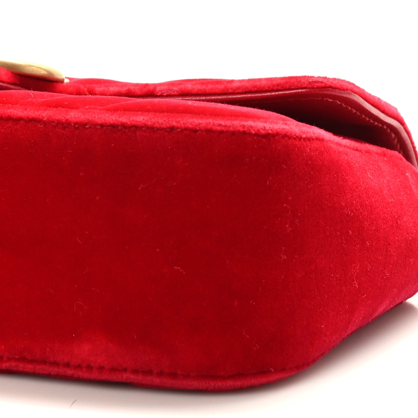 Velvet Matelasse Mini GG Marmont Shoulder Bag Hibiscus Red