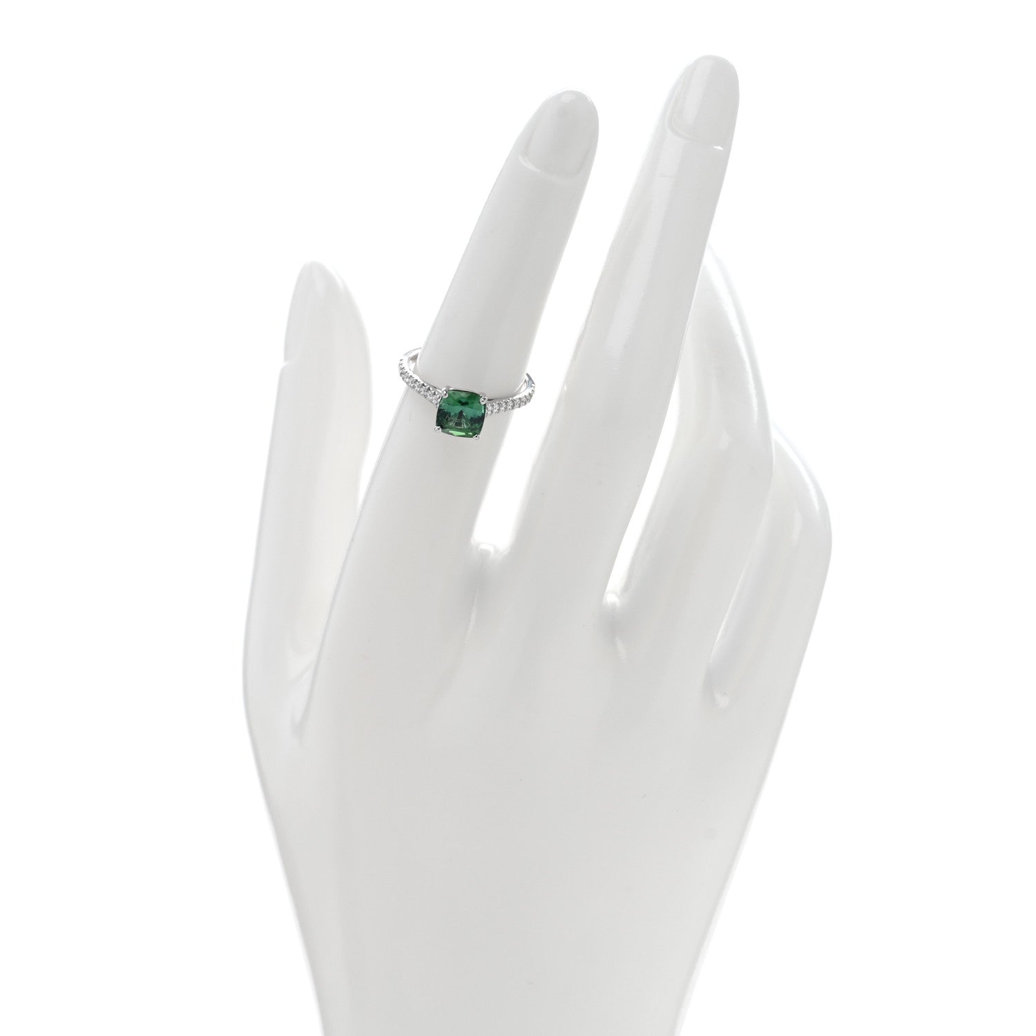 Tiffany Platinum Diamond Green Tourmaline Legacy Ring 52 6 2 of 4