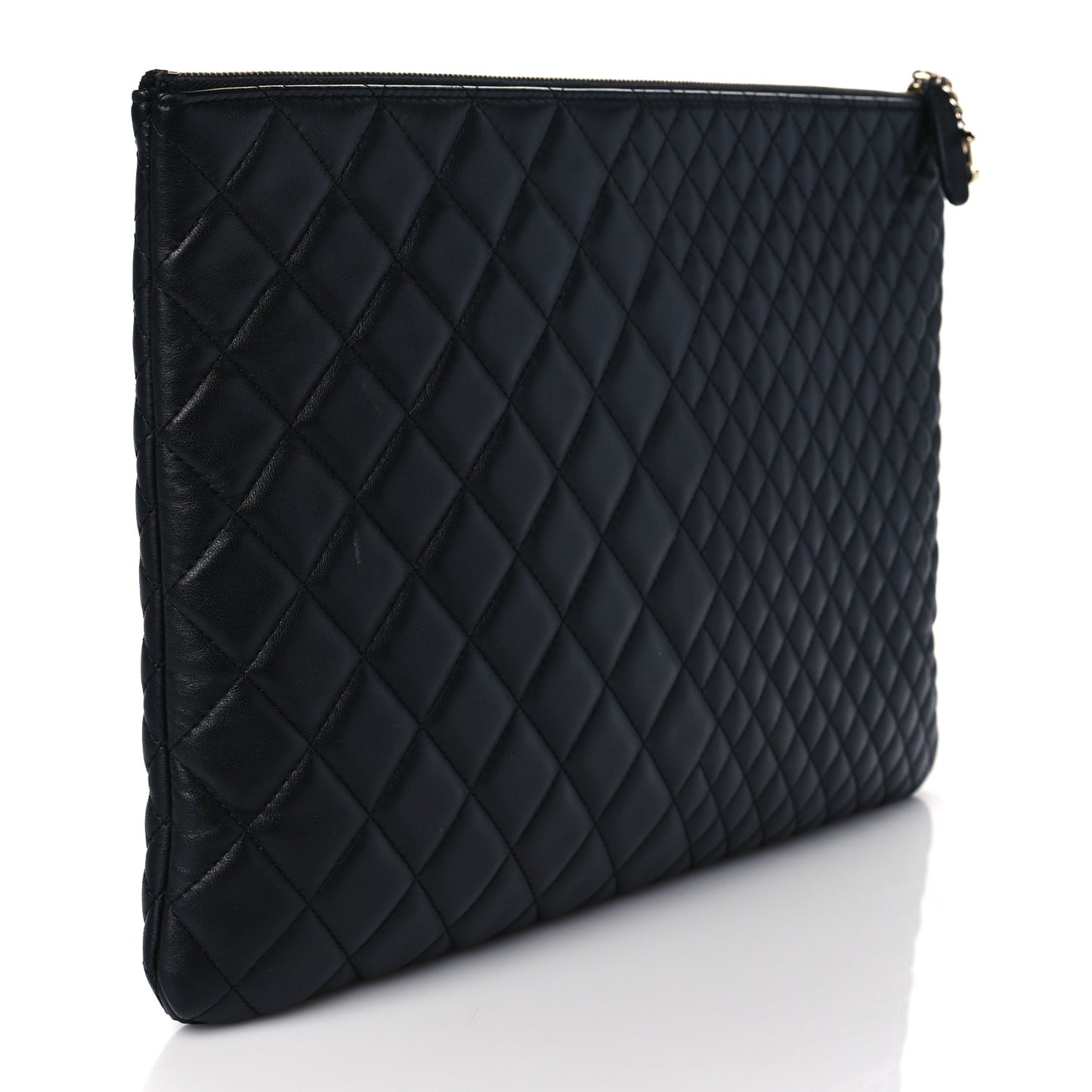 Lambskin Bi Quilted Large Cosmetic Case Black