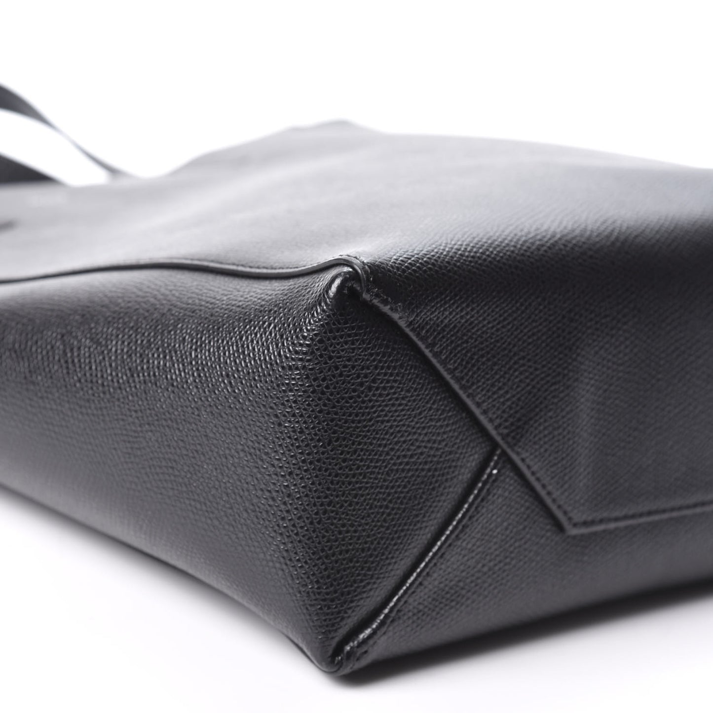 Grained Calfskin Small Vertical Cabas Black