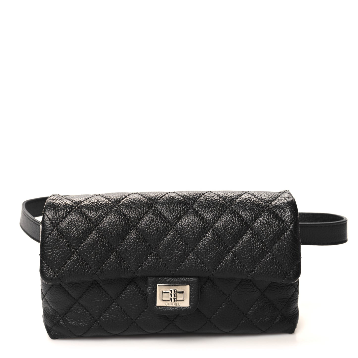 Grained Calfskin Quilted 2.55 Reissue Flap Belt Bag Clutch Black