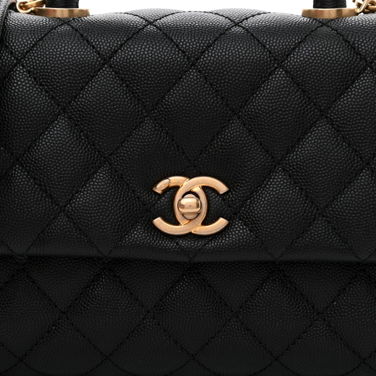 Caviar Quilted Mini Coco Handle Flap Black
