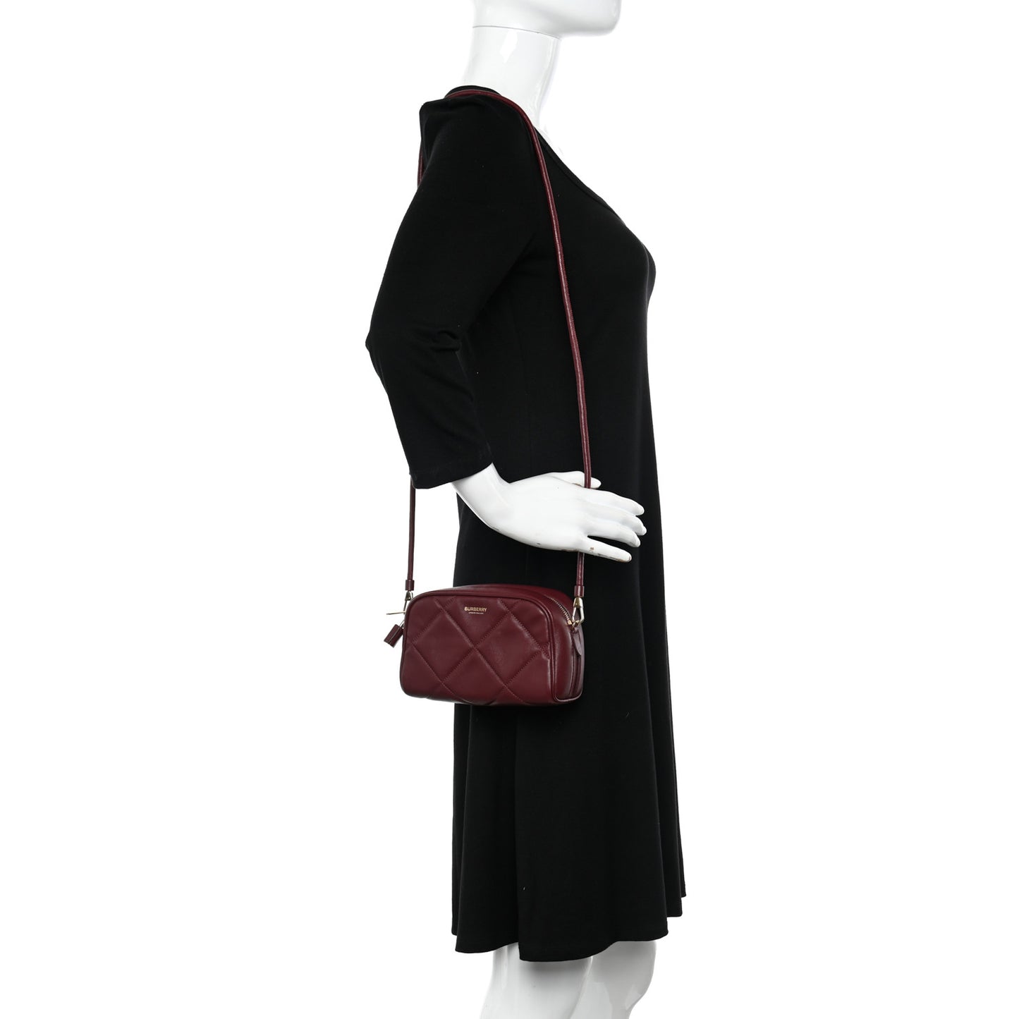 Lambskin Quilted Camera Bag Burgundy Red