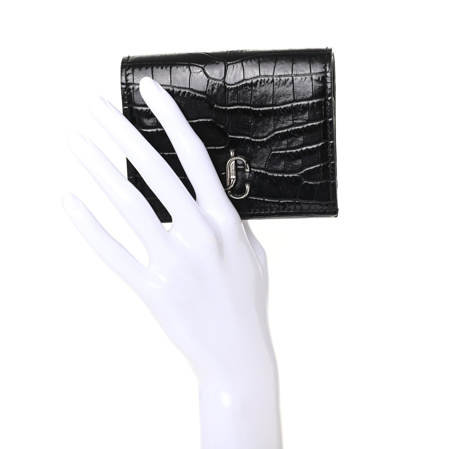 Calfskin Crocodile Embossed Hanne Wallet Black