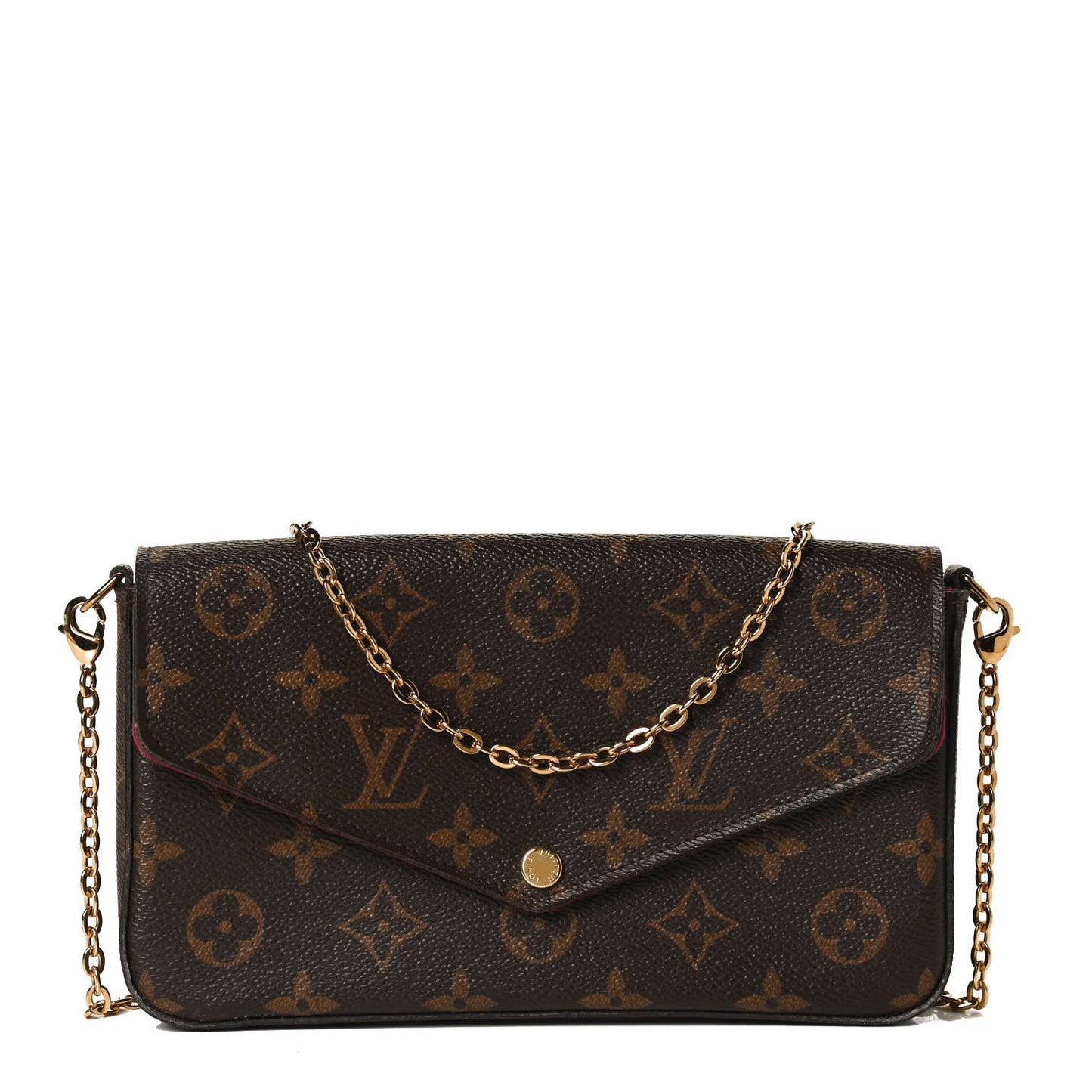 Monogram Pochette Felicie Chain Wallet Fuchsia