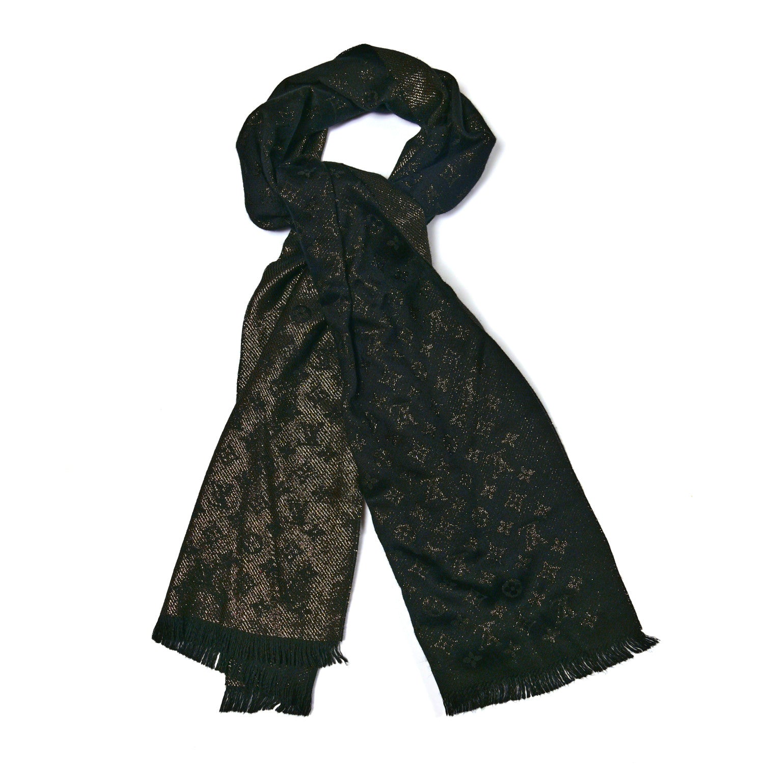 Louis Vuitton Cashmere Monogram Timeless Stole Black 1 of 3