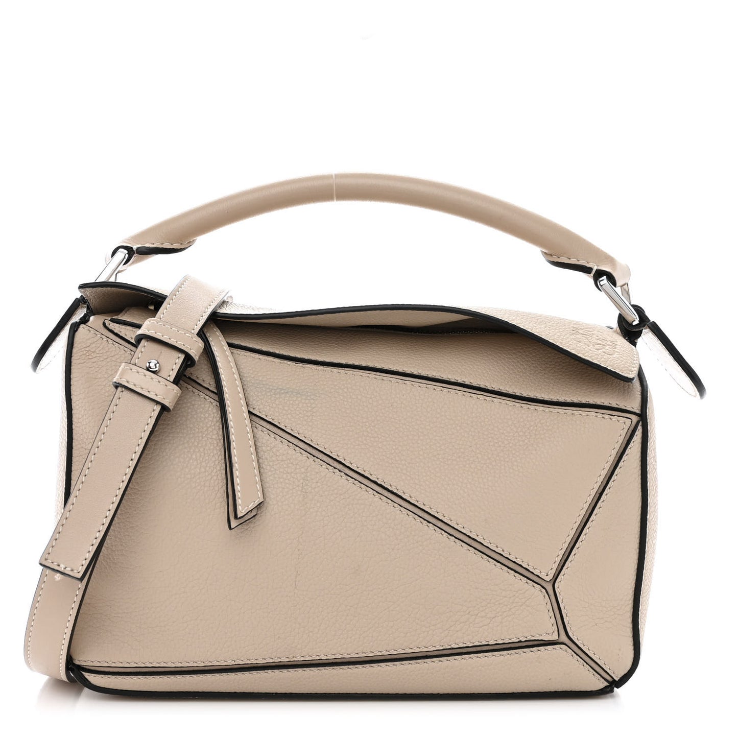 Grained Calfskin Small Puzzle Bag Sand