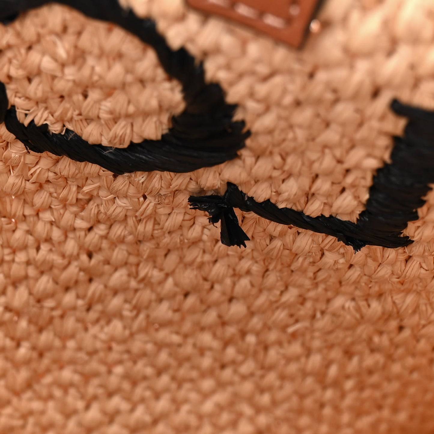 Raffia Calfskin Standard A4 Tote Bag Natural Black