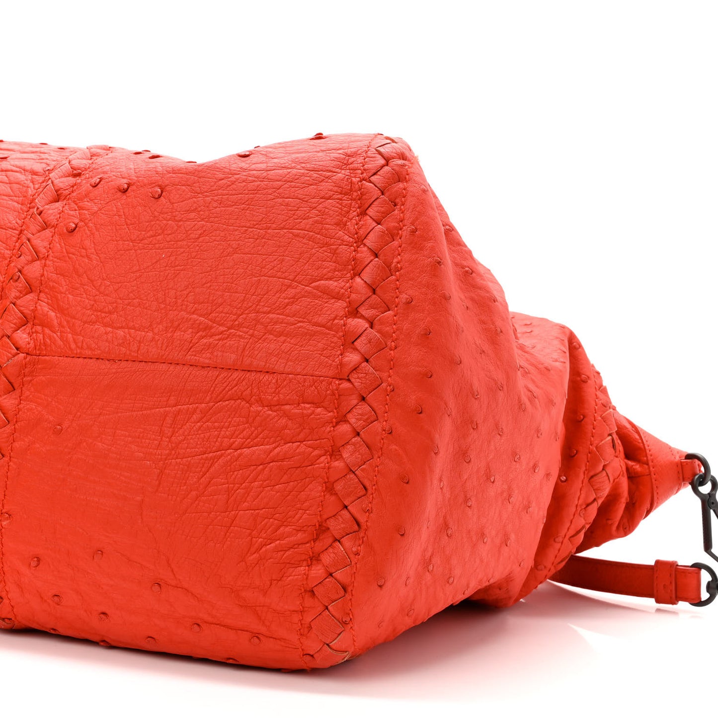 Ostrich Intrecciato Maxi Convertible Tote Red
