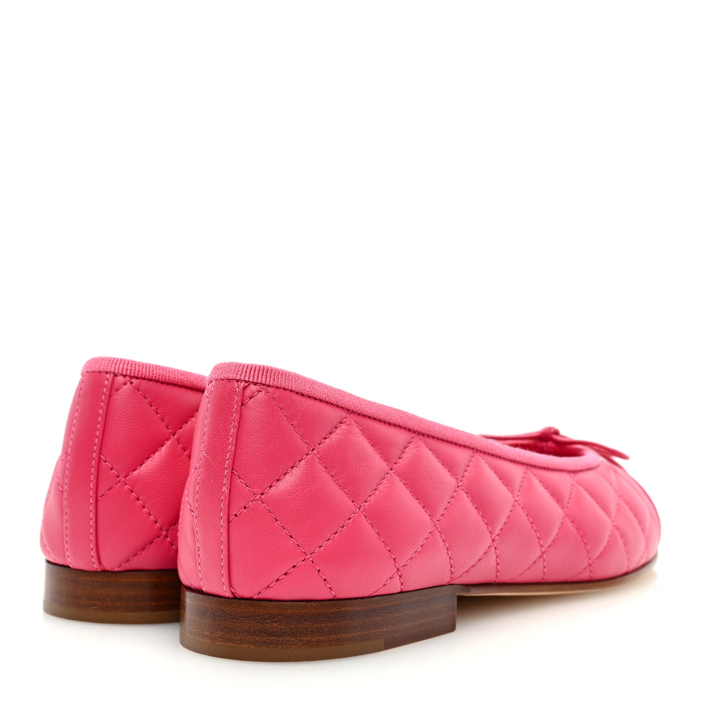 Lambskin Quilted CC Cap Toe Ballerina Flats 38 Pink